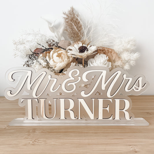 Wedding Couple Name Sign | Mr & Mrs Turner Stand Only