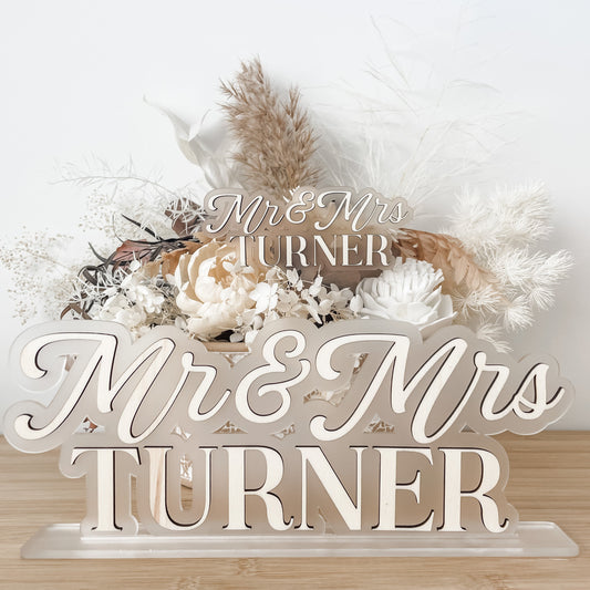 Wedding Cake Stand & Topper | Mr & Mrs Turner Set